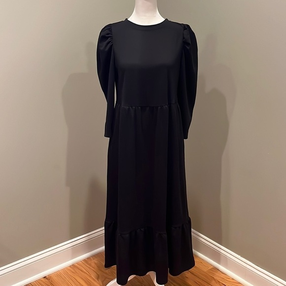 Who What Wear Black Puff Sleeve Black Dress - Picture 1 of 6